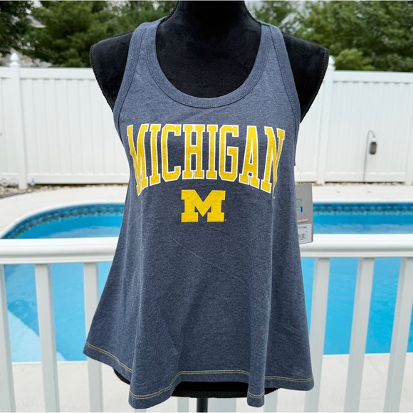 Colosseum Michigan Wolverines Women's Racerback Tank Heathered Blue Medium NEW - Picture 1 of 8